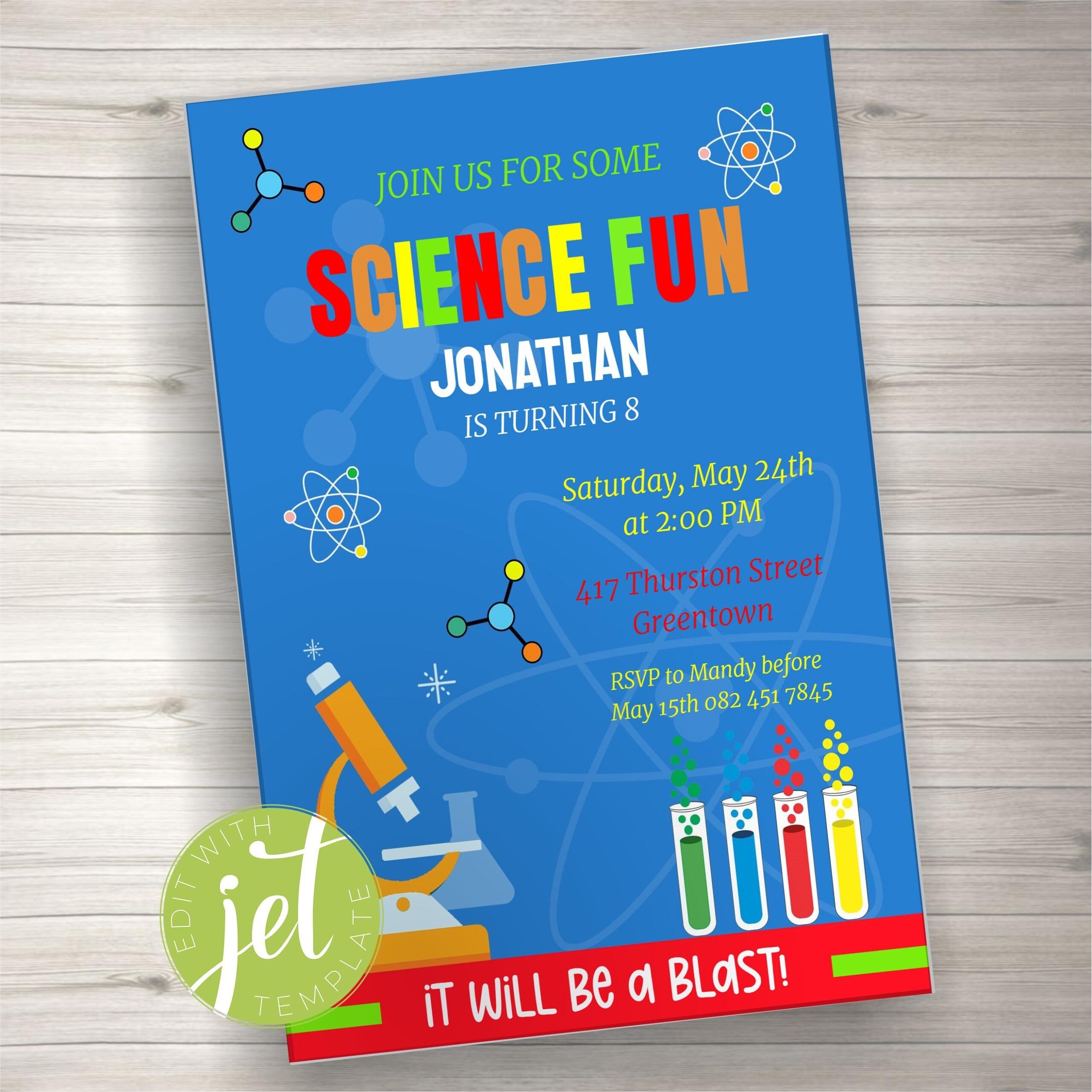 Editable Science Birthday Invitation Any Age Science Party Invitation Science Party Science Birthday Instant Download Etsy