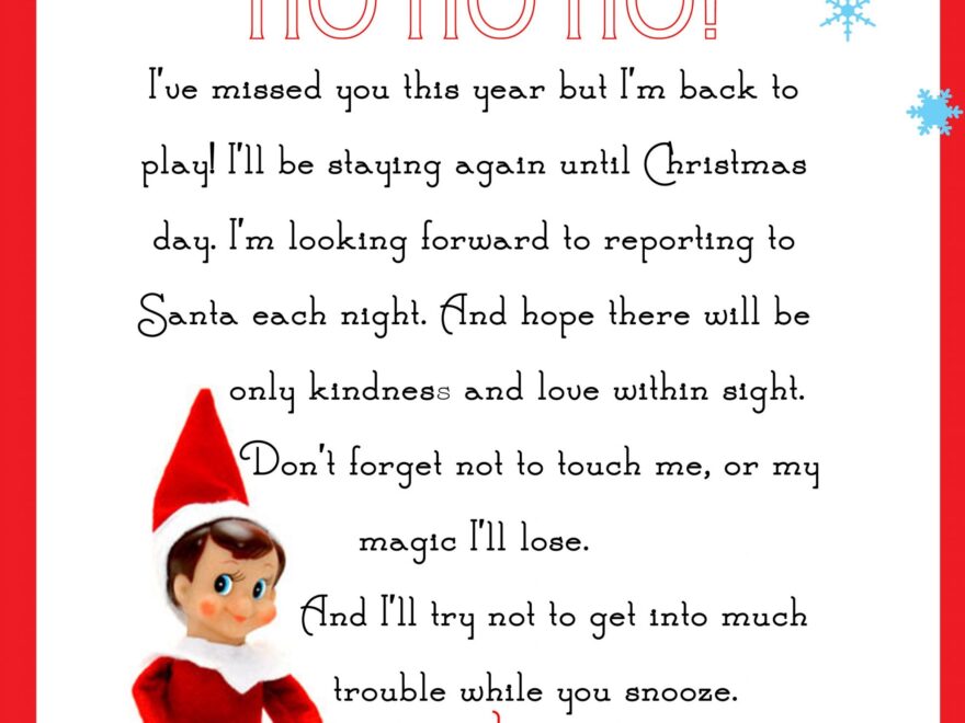 Elf On The Shelf Letter free Printable