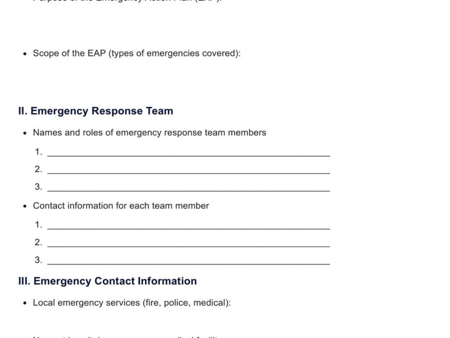 Emergency Action Plan Template Example Free PDF Download
