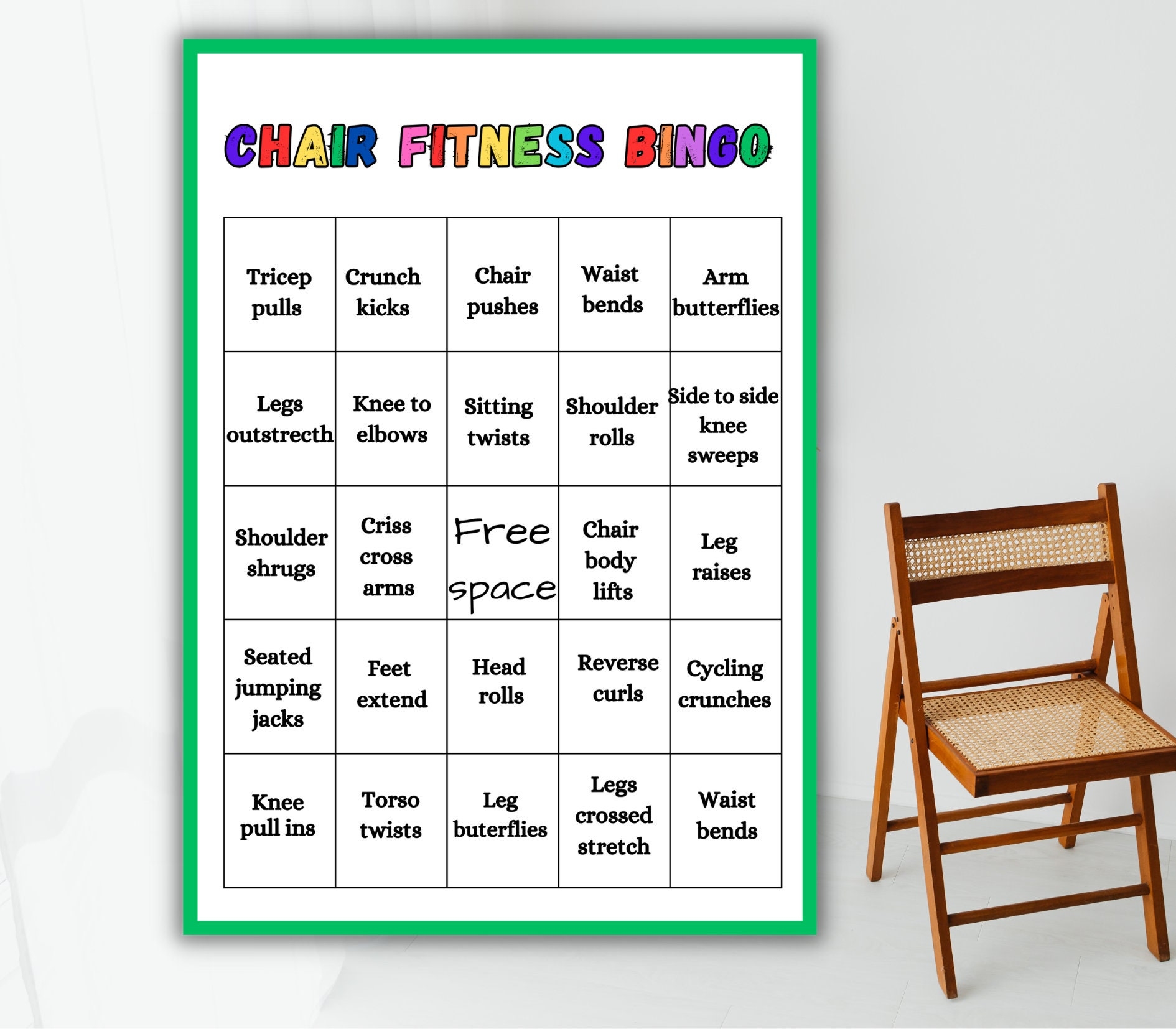 Exercise Bingo For Seniors Etsy