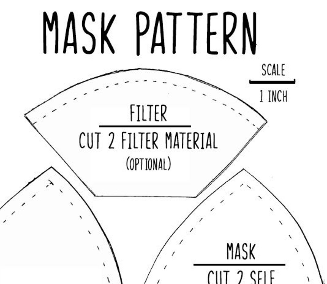 Face Mask Pattern W Filter Pocket Reusable Adjustable Option Etsy