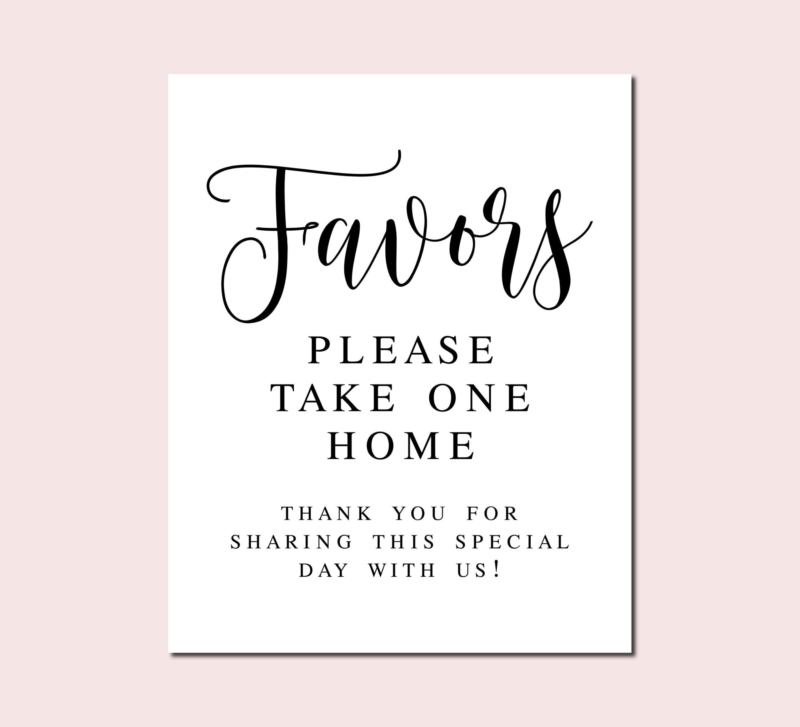 Favors Please Take One Home Thank You For Sharing This Special Day With Us Wedding Favor Sign Wedding Prints Wedding Printable Signs Etsy