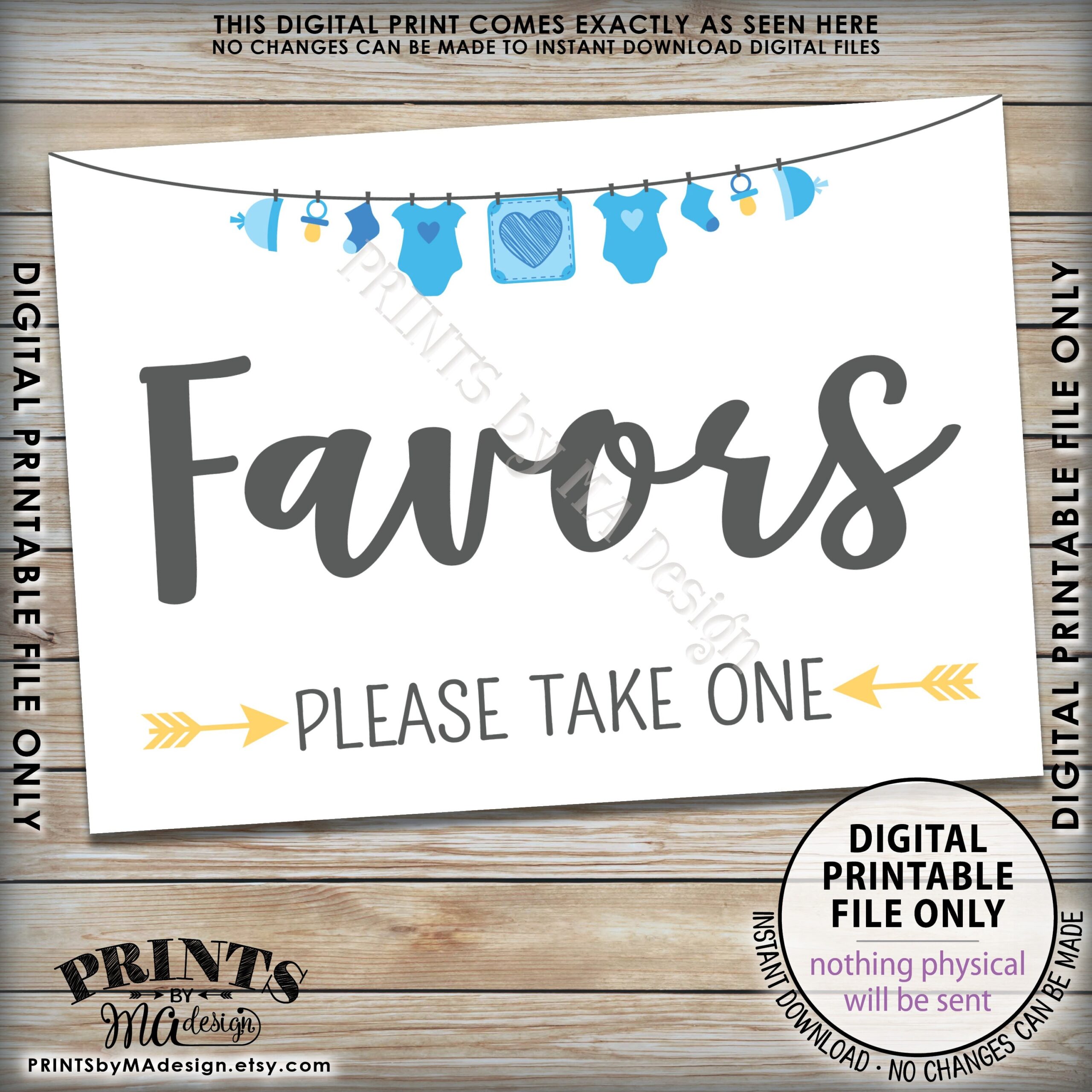 Favors Sign Baby Shower Favors Please Take One Sign Thank You Take A Favor Sign Blue 5x7 Printable Instant Download Baby Shower Sign