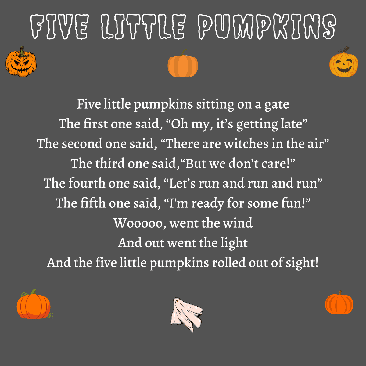 5 Little Pumpkins Poem Printable
