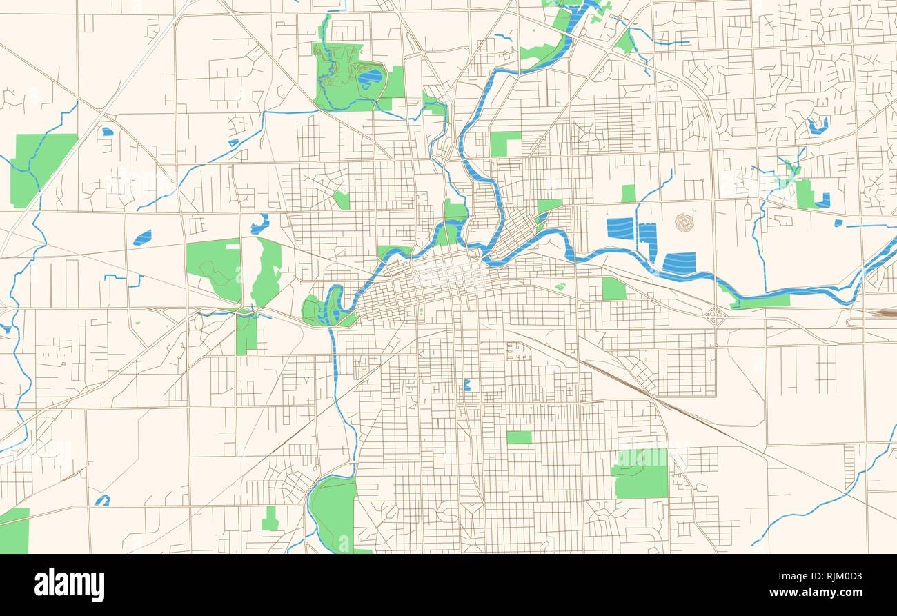 Fort Wayne Indiana Printable Map Excerpt This Vector Streetmap Of Downtown Fort Wayne Is Made For Infographic And Print Projects Stock Vector Image Art Alamy