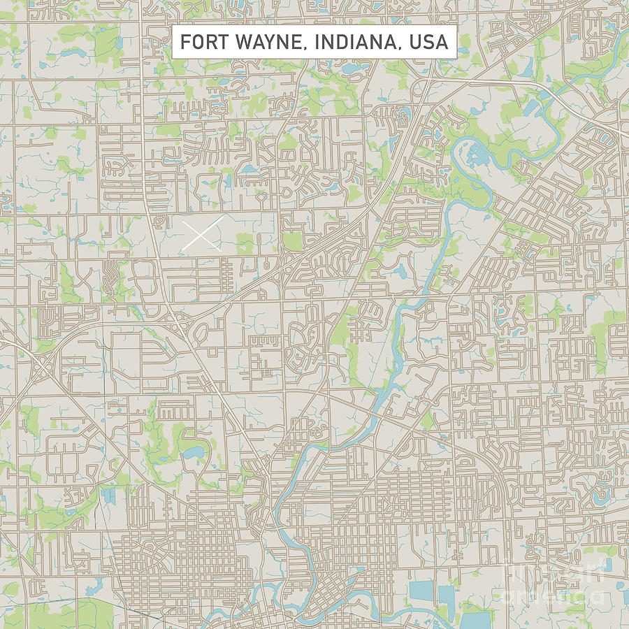 Fort Wayne Indiana US City Street Map By Frank Ramspott