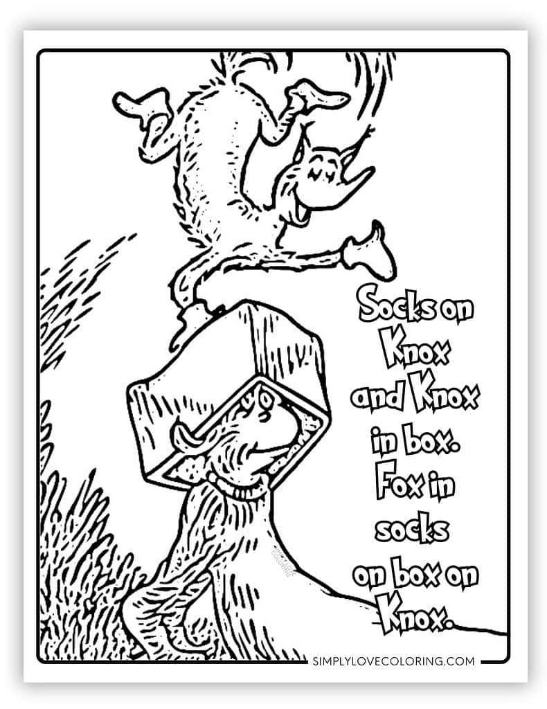 Fox In Sox Coloring Pages Free PDF Printables Simply Love Coloring