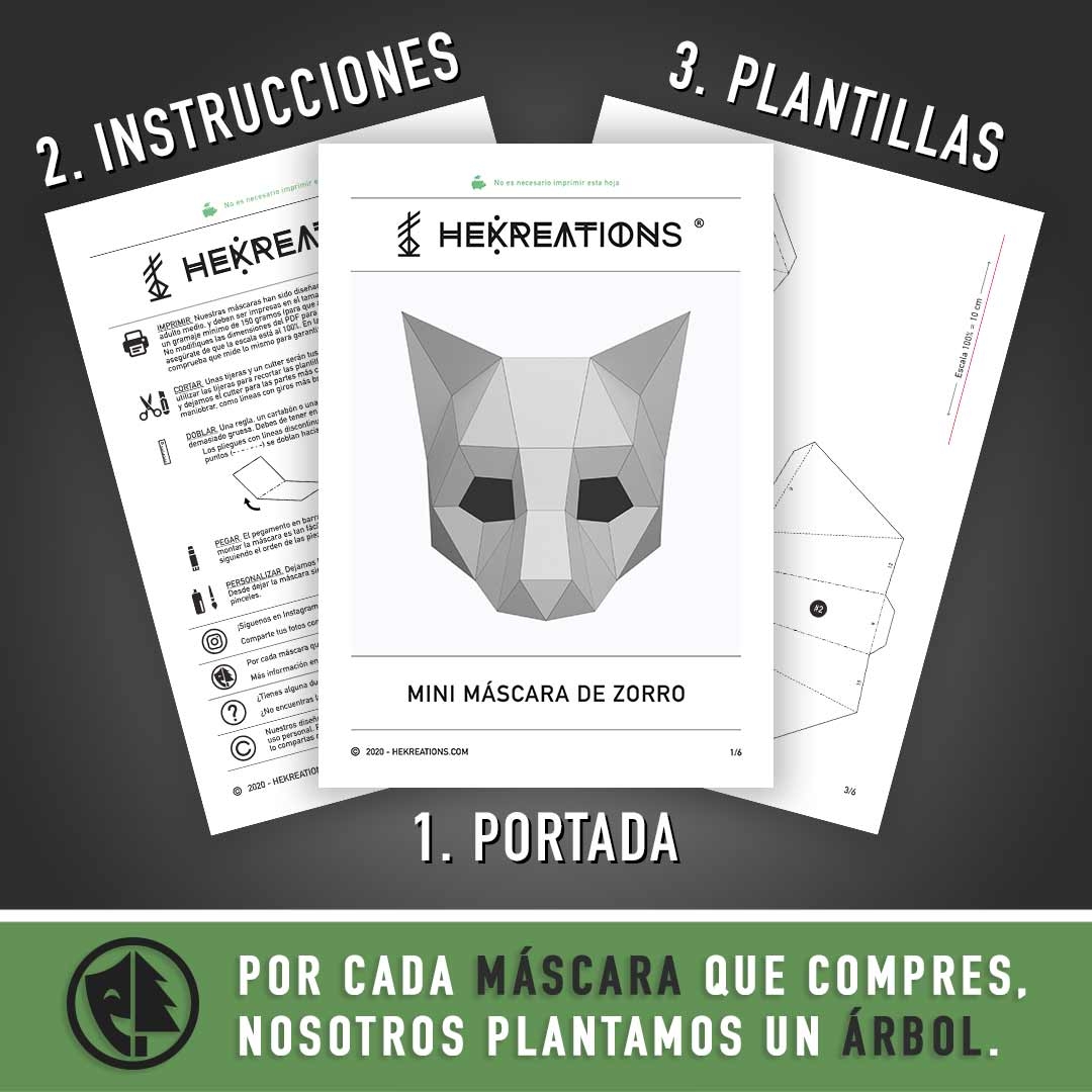 Fox Mini Mask Printable Template Papercraft PDF Pattern