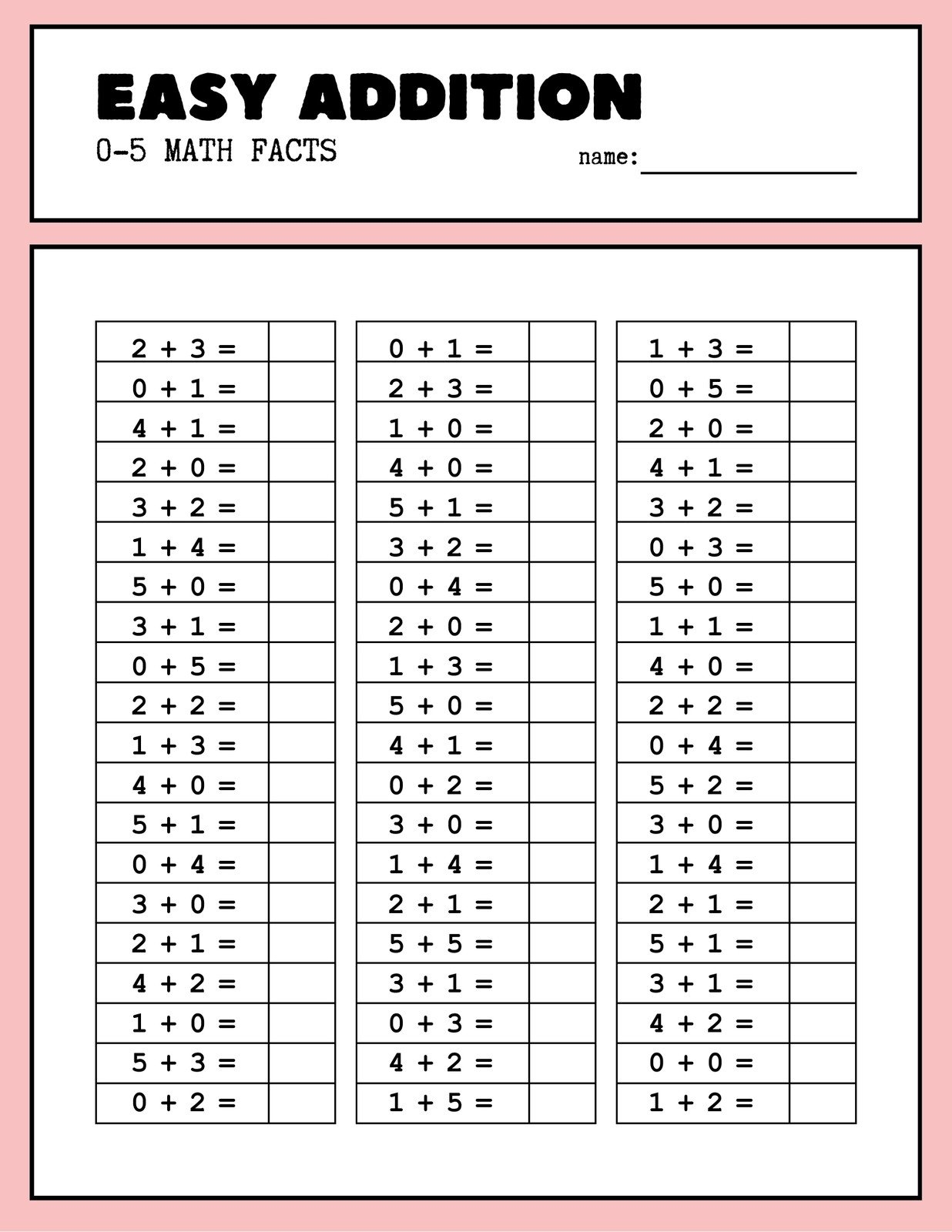 Math Test For 1Th Grade Printable