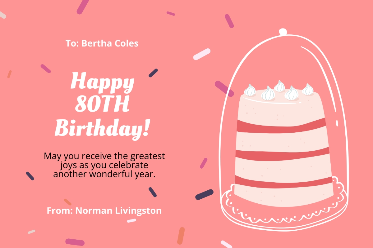 Free 80th Birthday Card Templates Editable And Printable