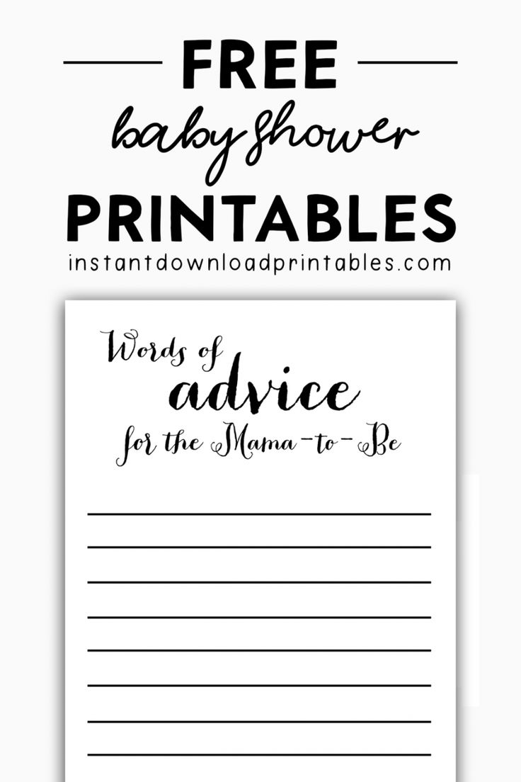 Free Printable Advice Cards For Baby Shower Template