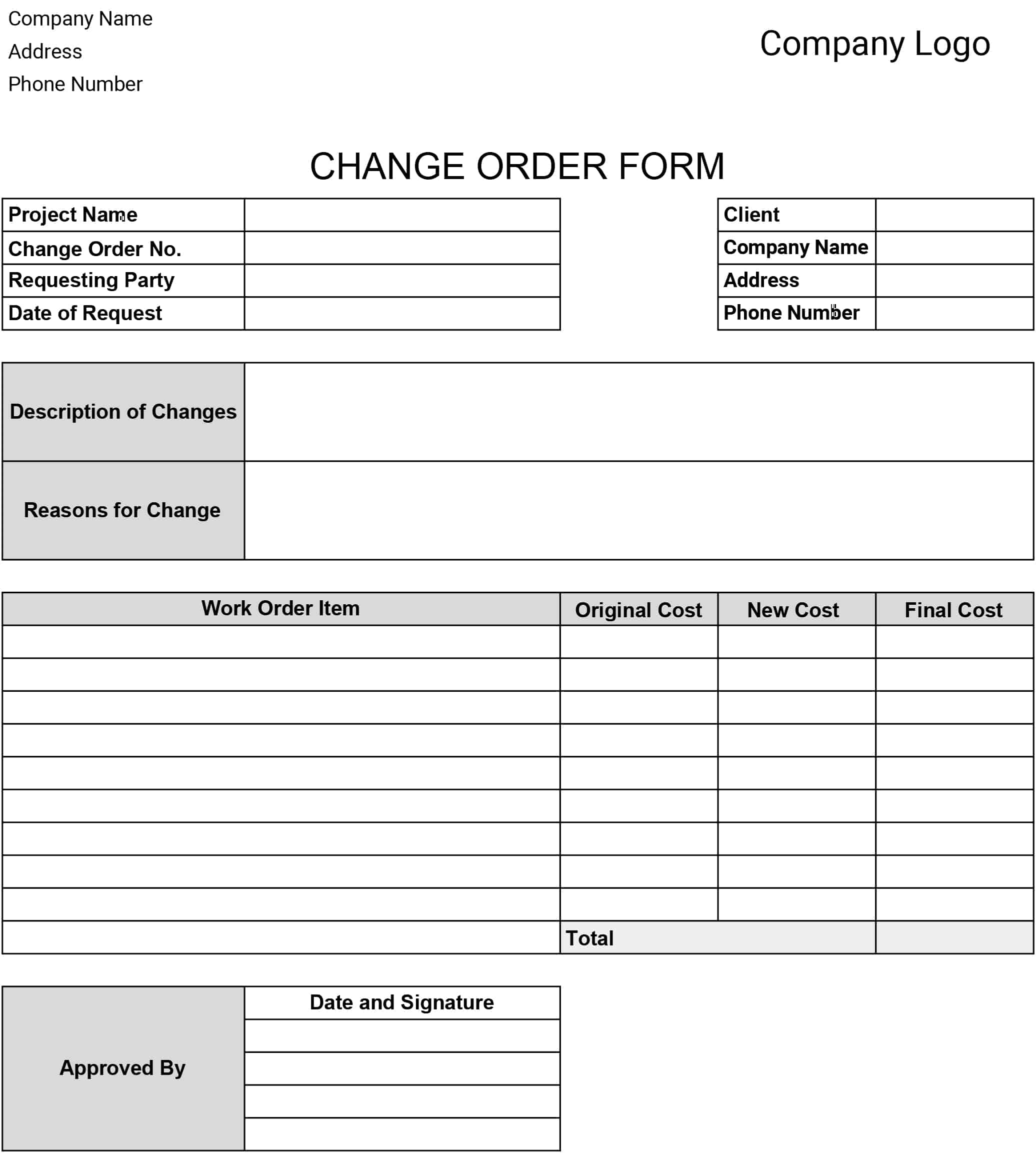 Free Change Order Templates Download Print Construction Forms In PDF Office GDocs Free Change Order Templates Download Print Construction Forms In PDF Office GDocs
