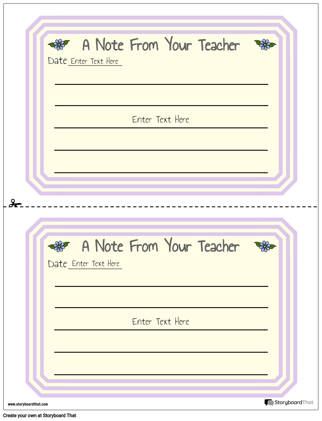 Free Custom Parent Teacher Note Templates
