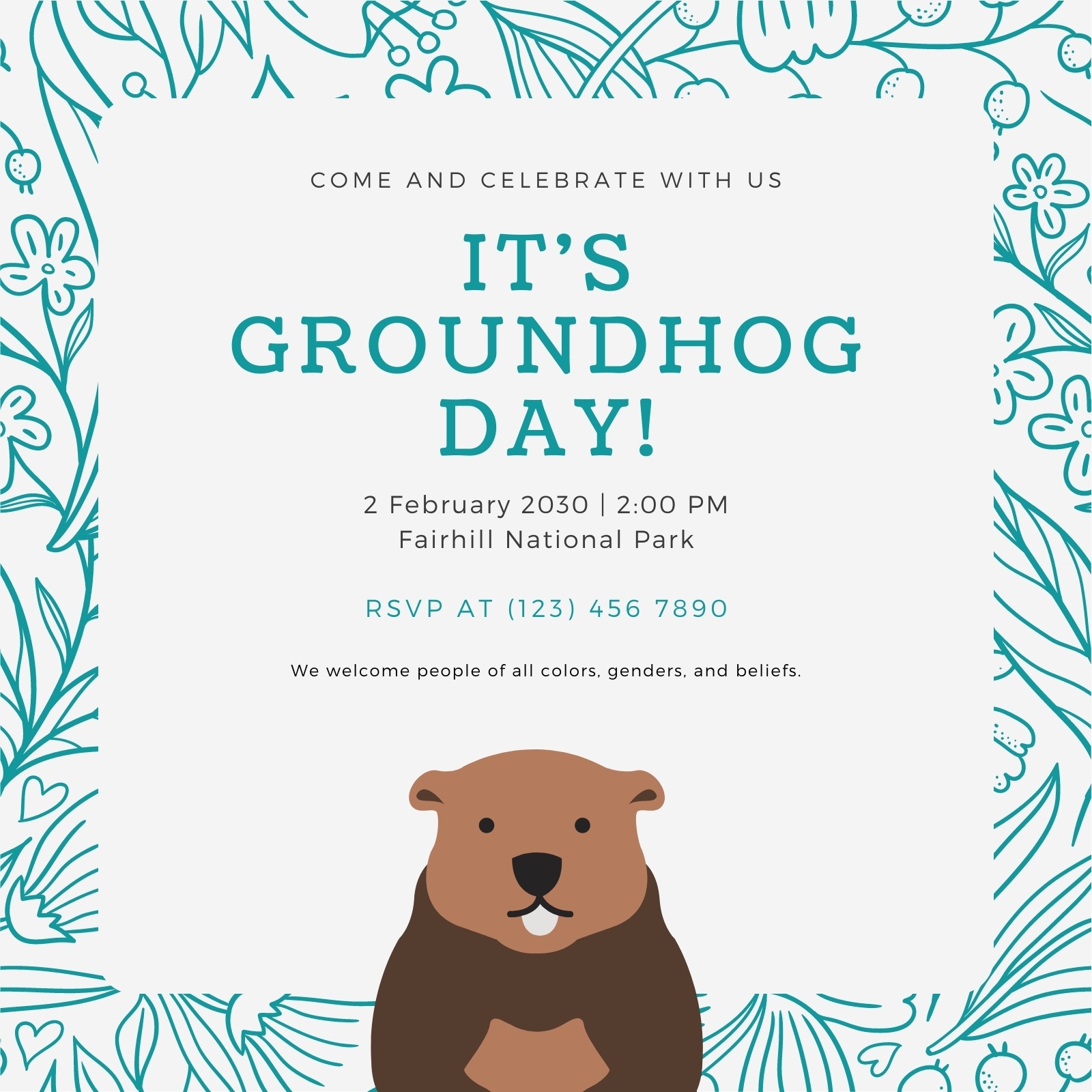 Free Custom Printable Groundhog Day Invitation Templates Canva