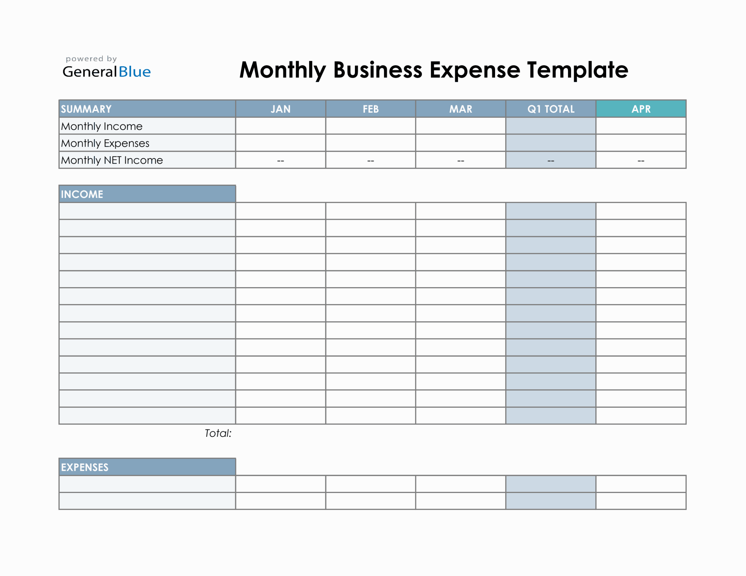 Small Business Expenses List Printable