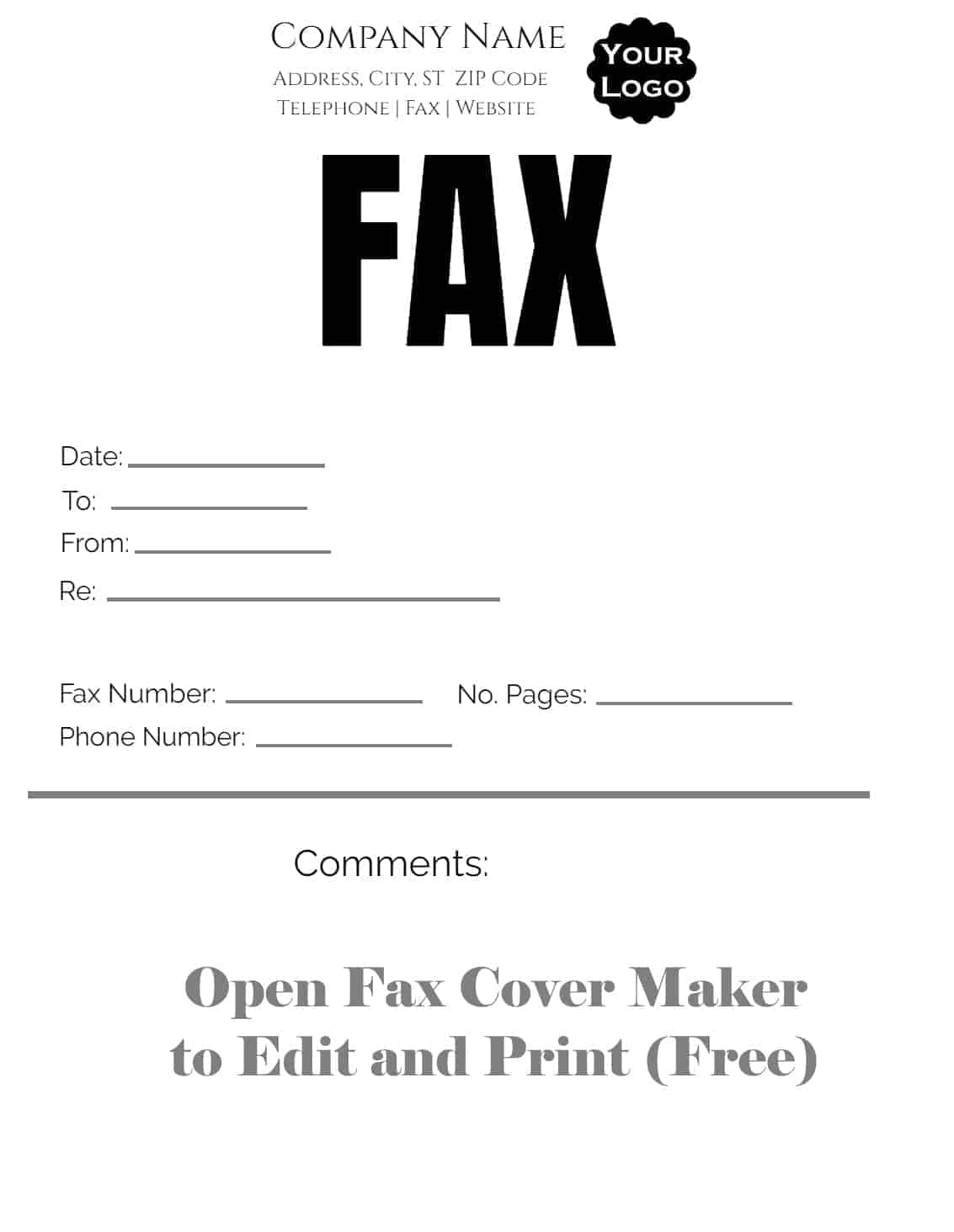 Free Printable Print Fax Cover Sheet