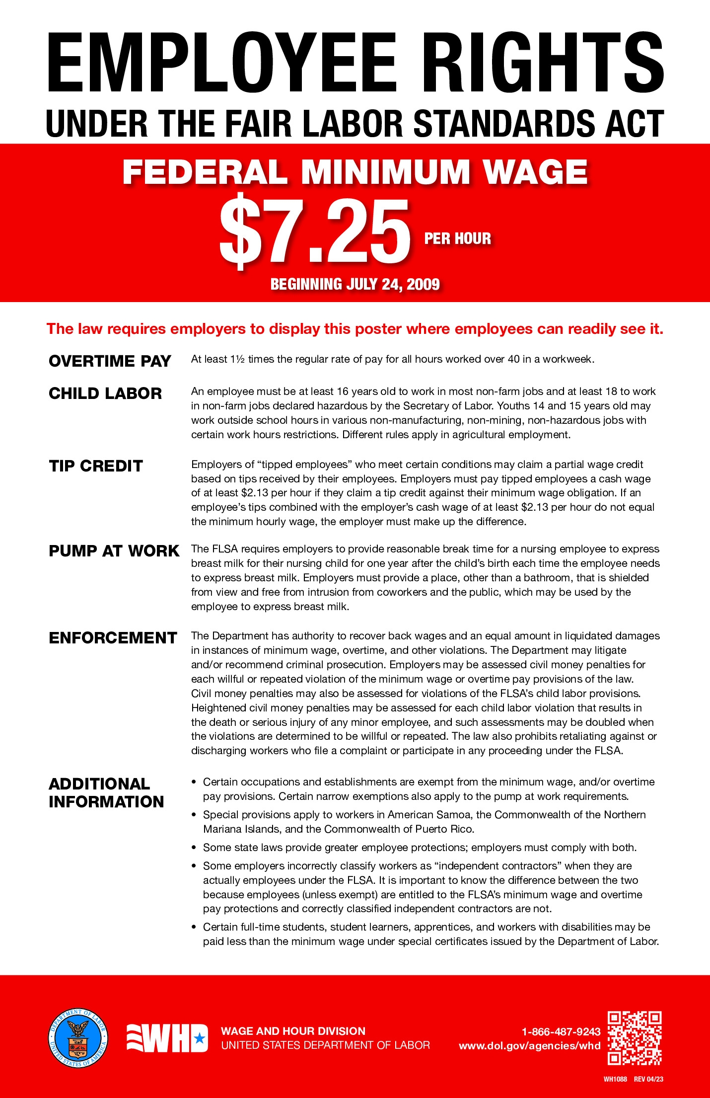 Free Federal Minimum Wage Labor Law Poster 2025