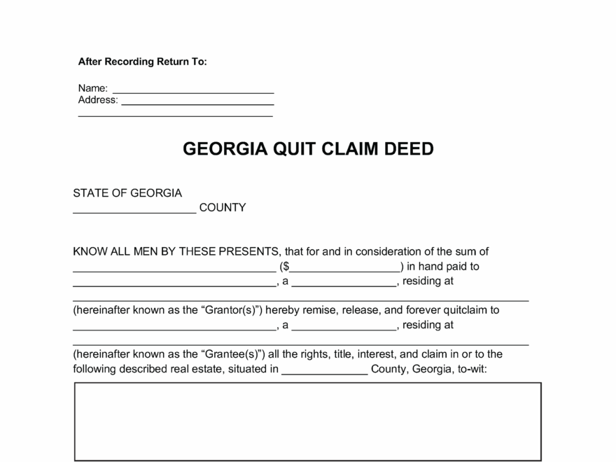 Free Georgia Quit Claim Deed Form PDF Word