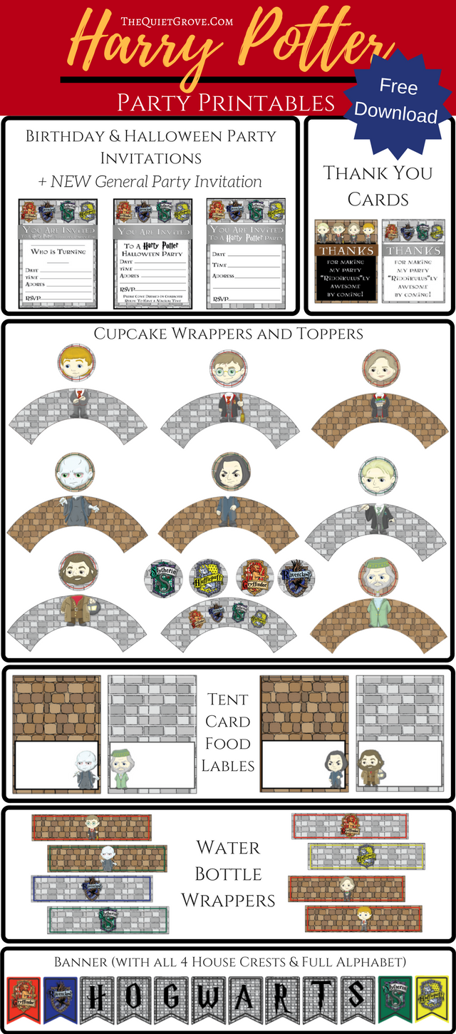 FREE Harry Potter Party Printables The Quiet Grove