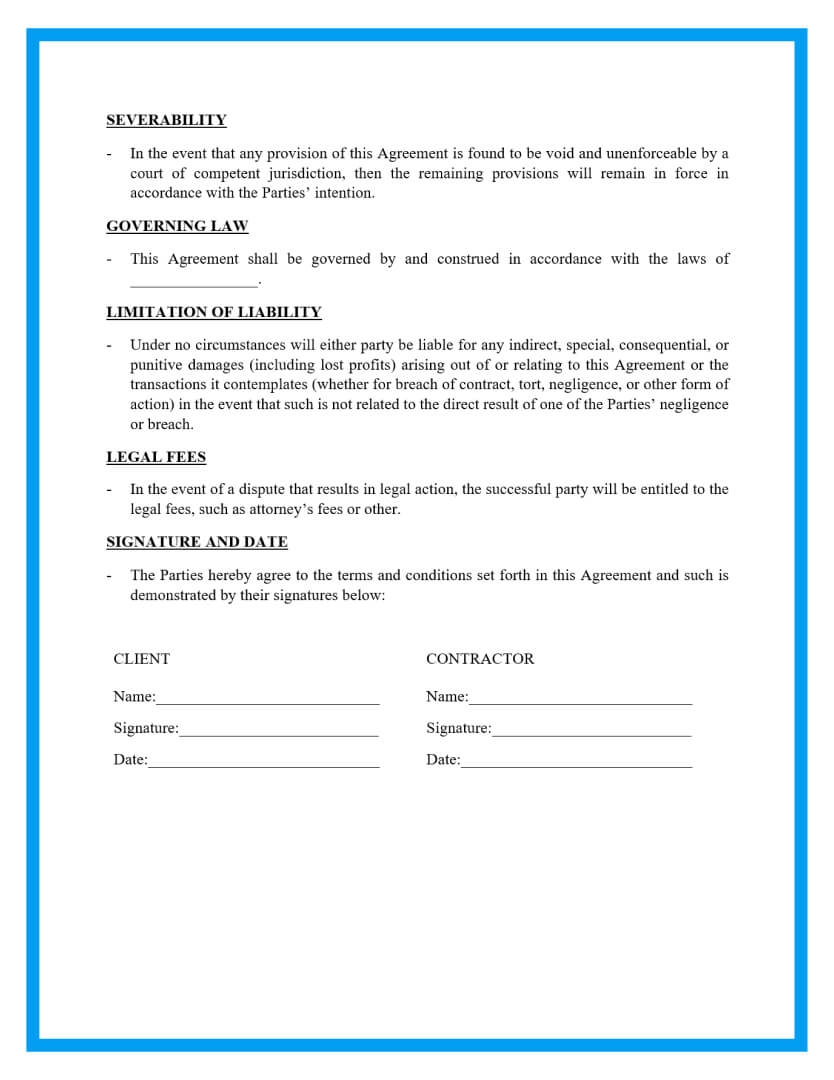 Free Printable Contracts For Contractors