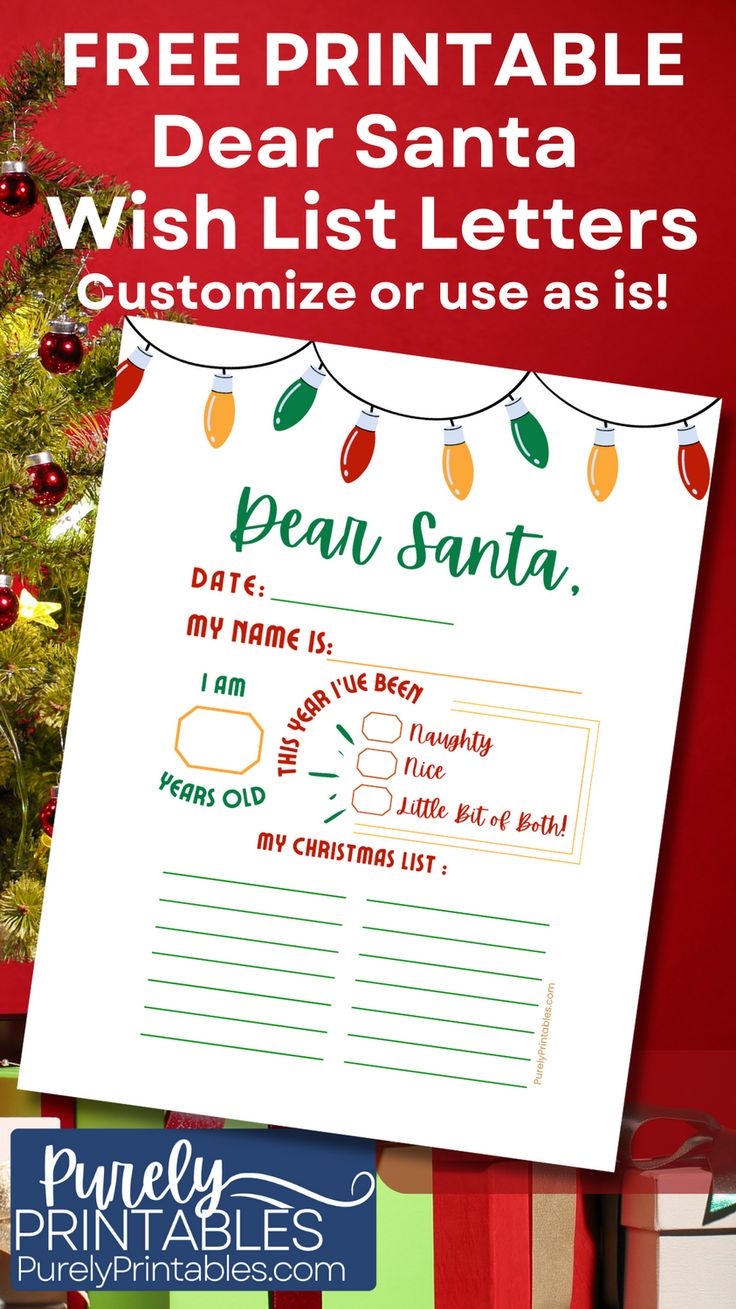 Free Letter To Santa Printable With Christmas Lights