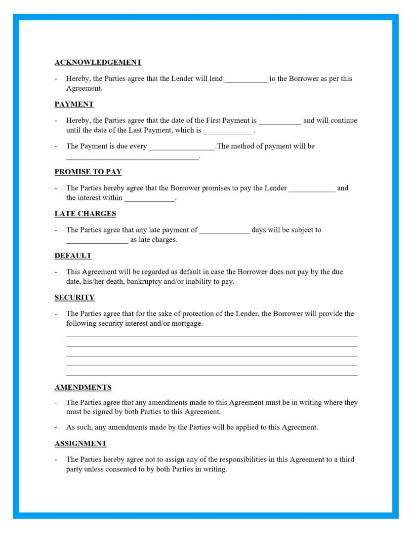 Free Printable Simple Loan Agreement