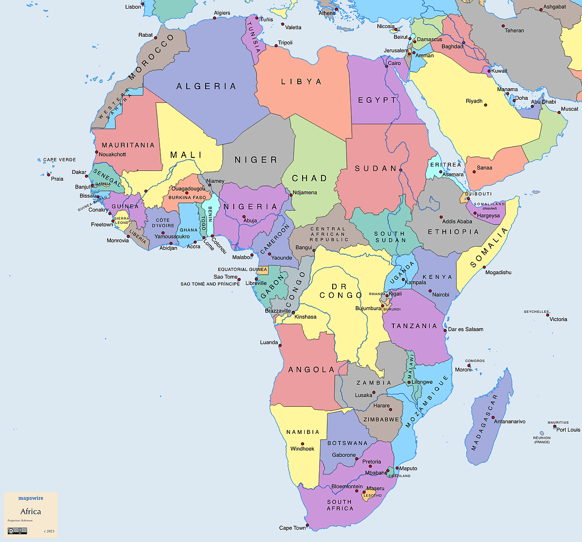 Printable Map Of Africa With Countries Labeled