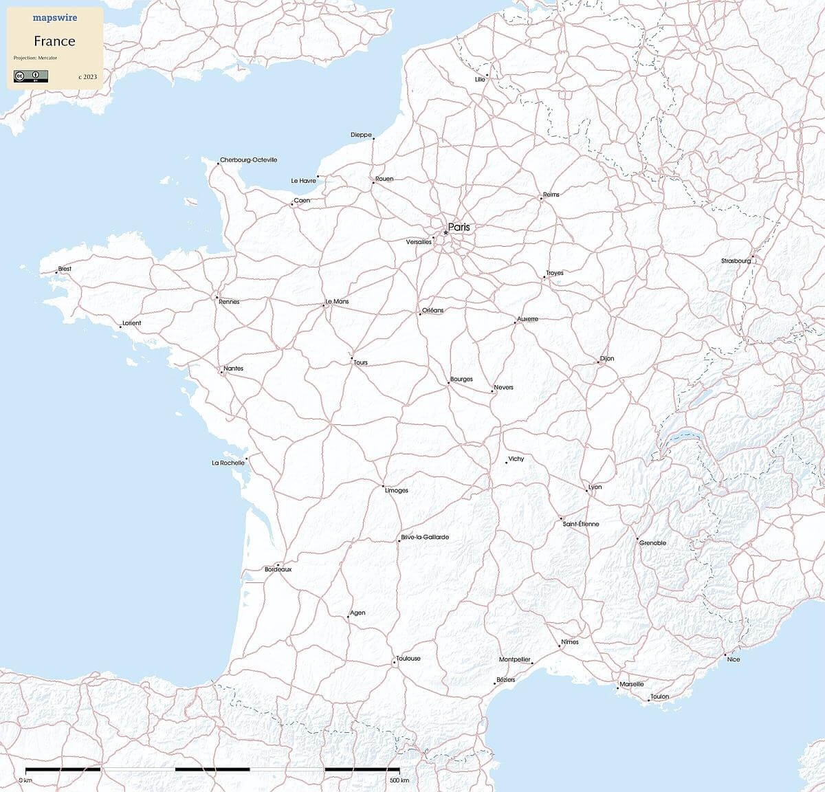Printable Map France Switzerland Germany