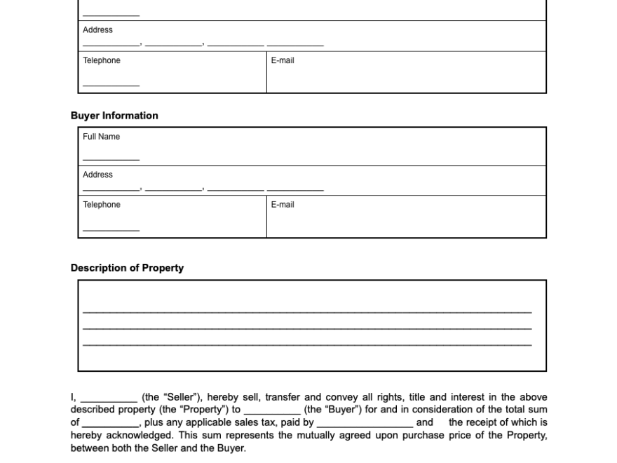 Free Missouri Bill Of Sale Forms Printable PDF Word