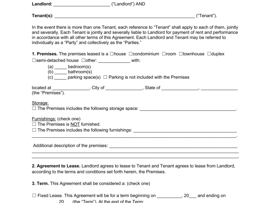 Free North Carolina Lease Agreement Templates 6 PDF Word