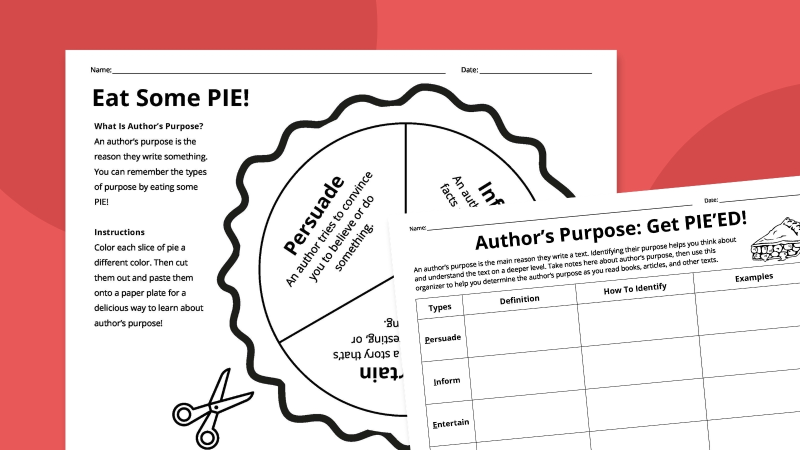 Printable AuthorS Purpose Worksheets For 1St Graders