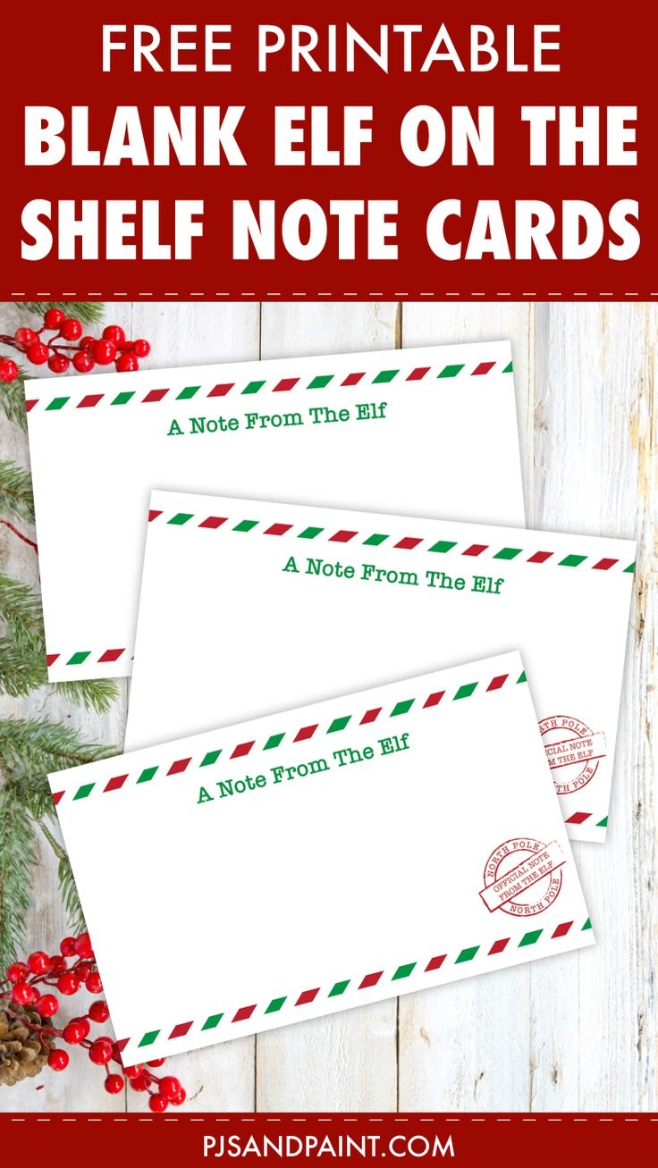 Free Printable Blank Elf On The Shelf Note Cards