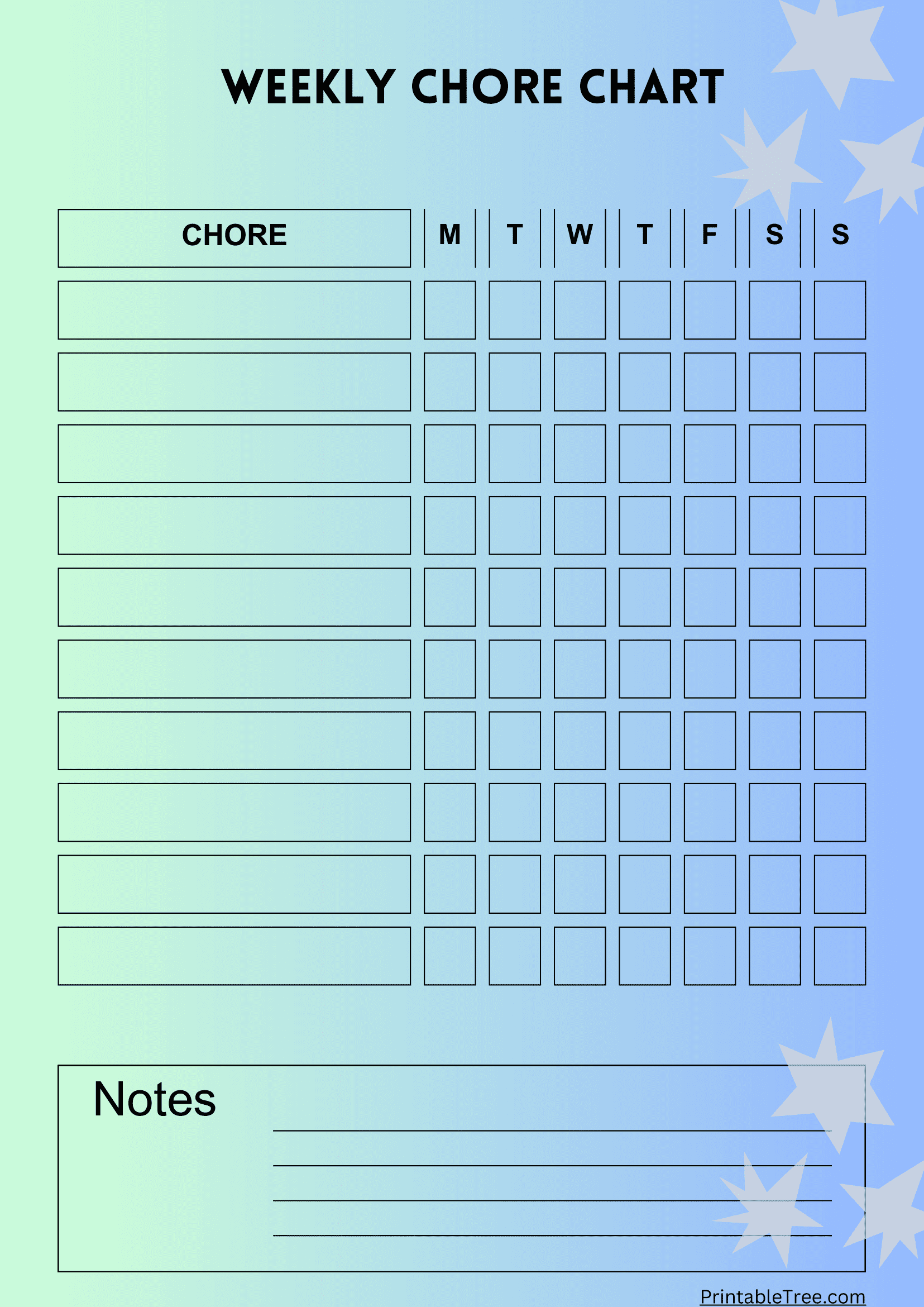 Printable Blank Chore Chart Template