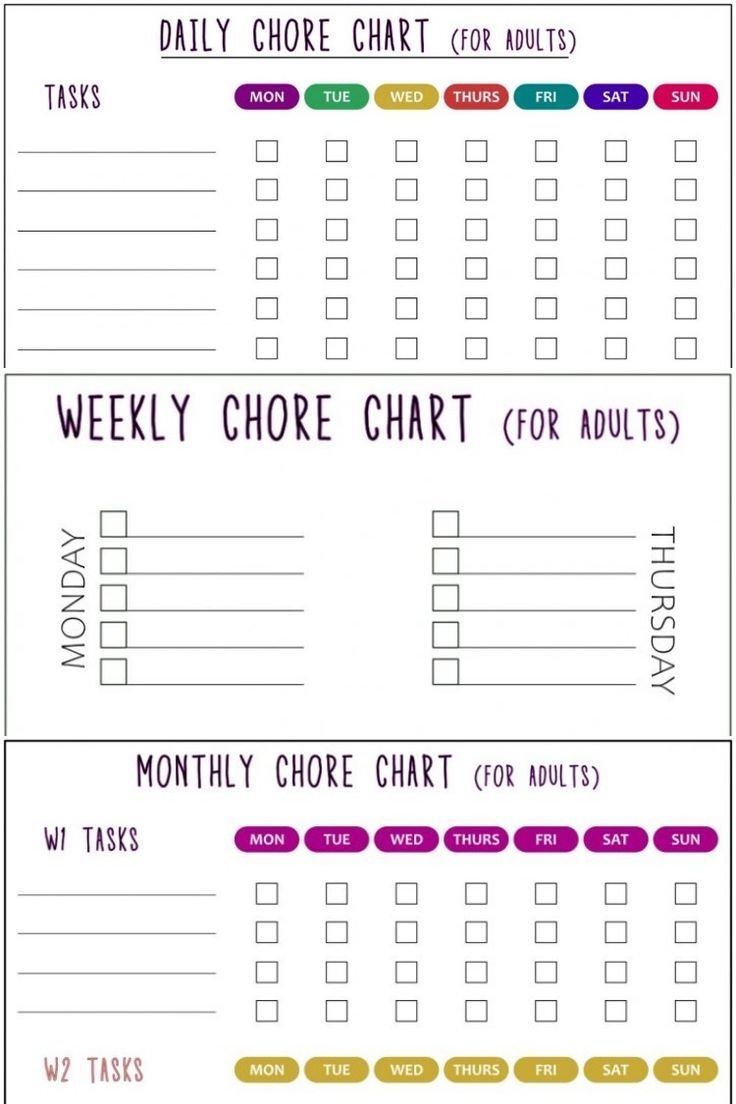 Free Printable Chore Charts For Adults