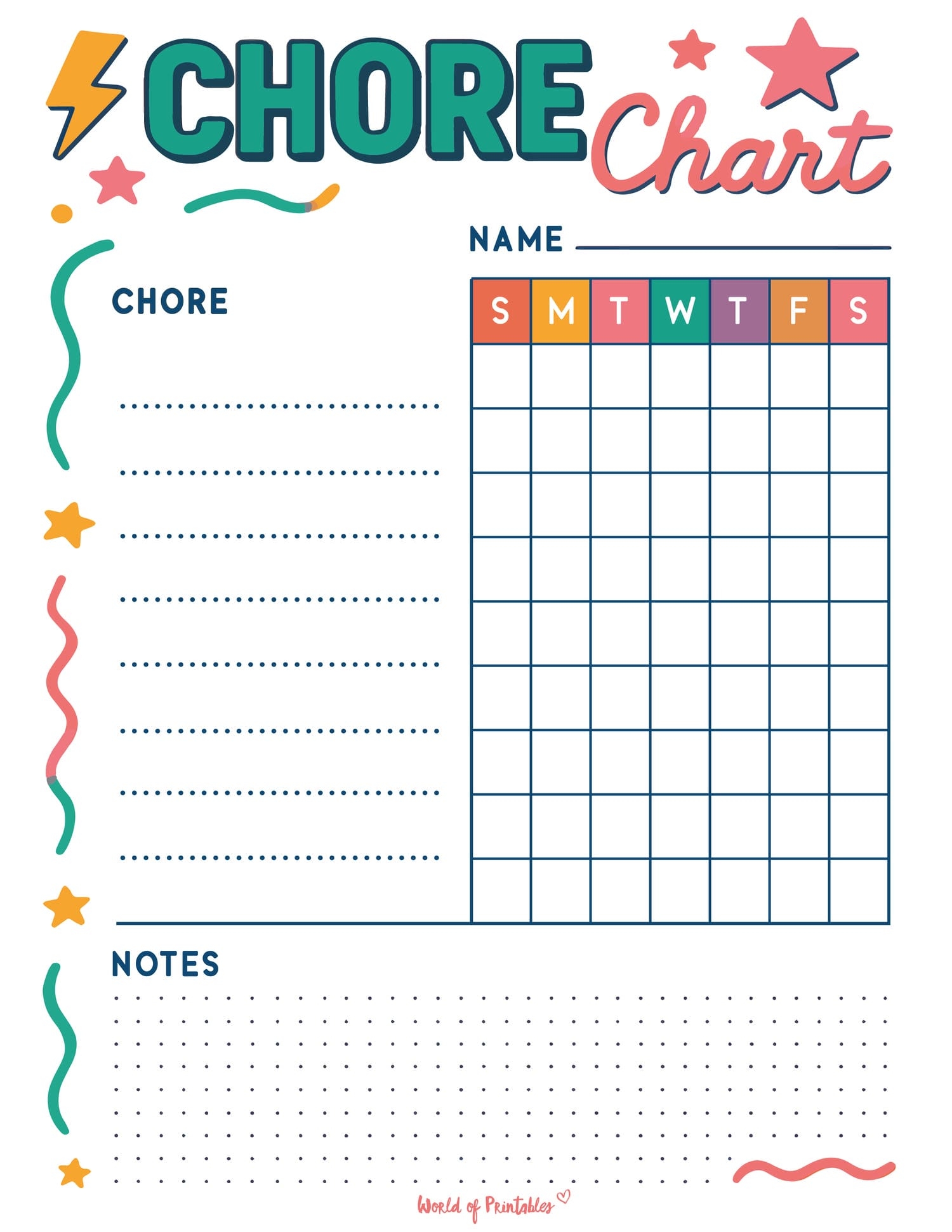 Free Printable Chore Charts For Kids Over 30 Fun Designs World Of Printables