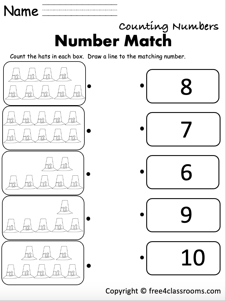Printable Counting Sheets For Kindergarten