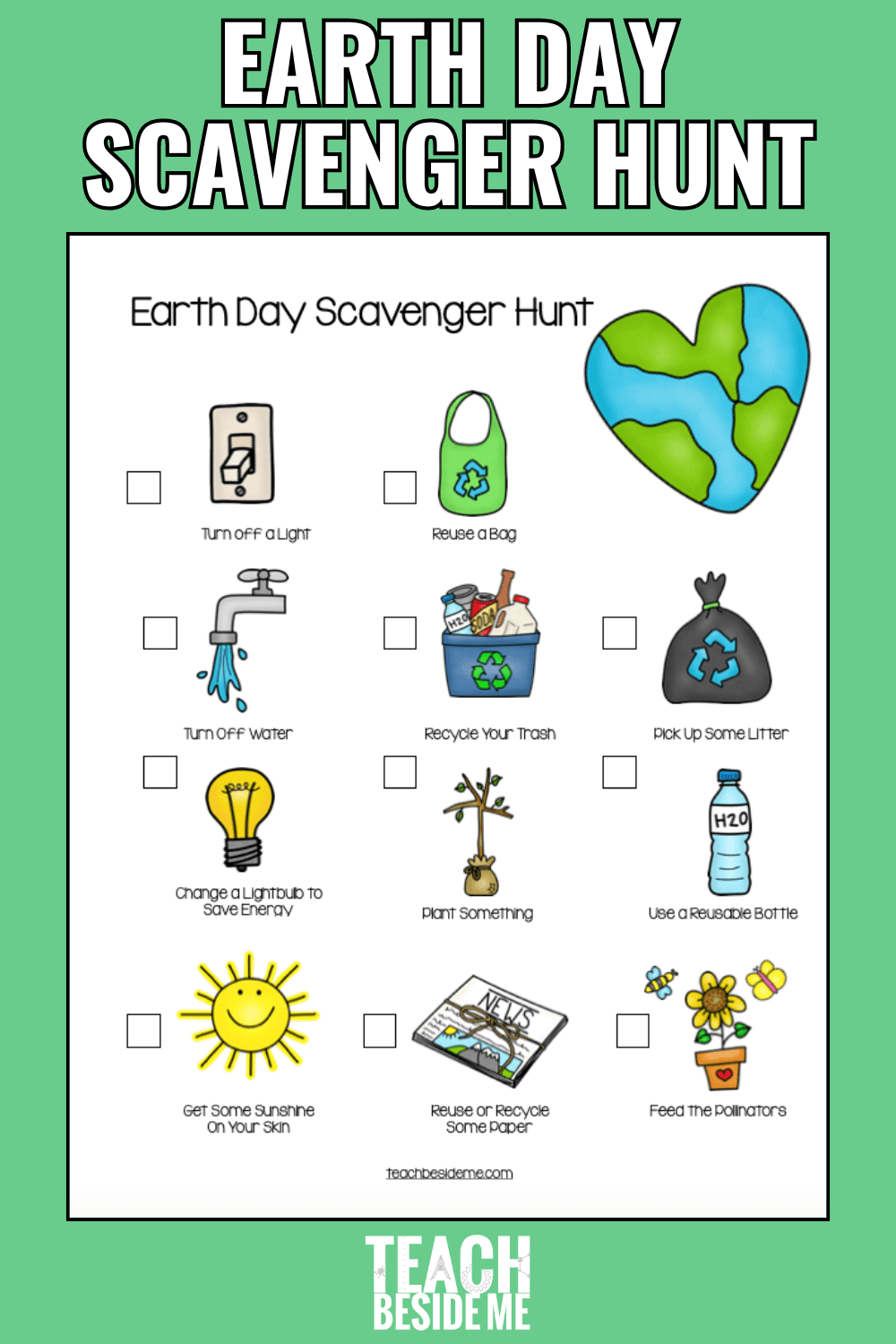 Free Printable Earth Day Scavenger Hunt For Kids Teach Beside Me