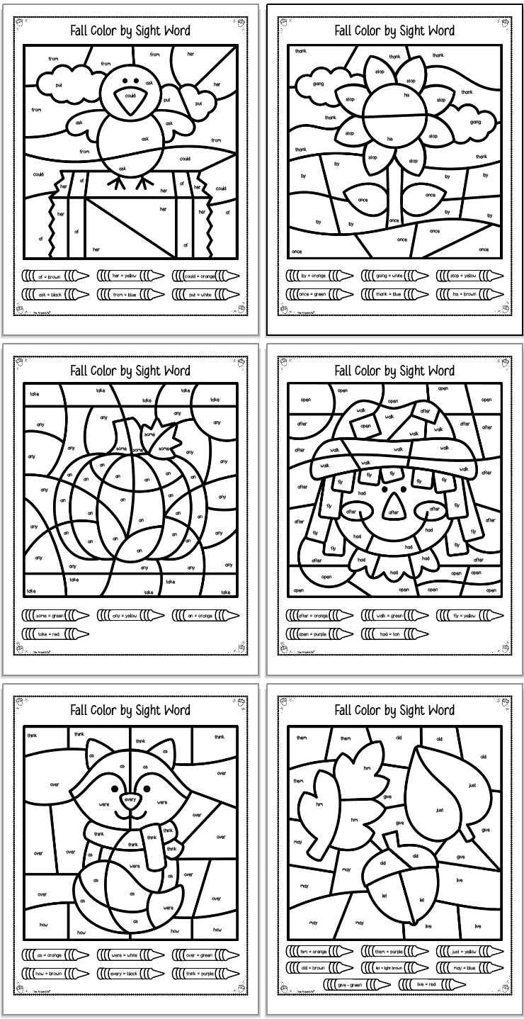 Sight Word Coloring Pages Printable