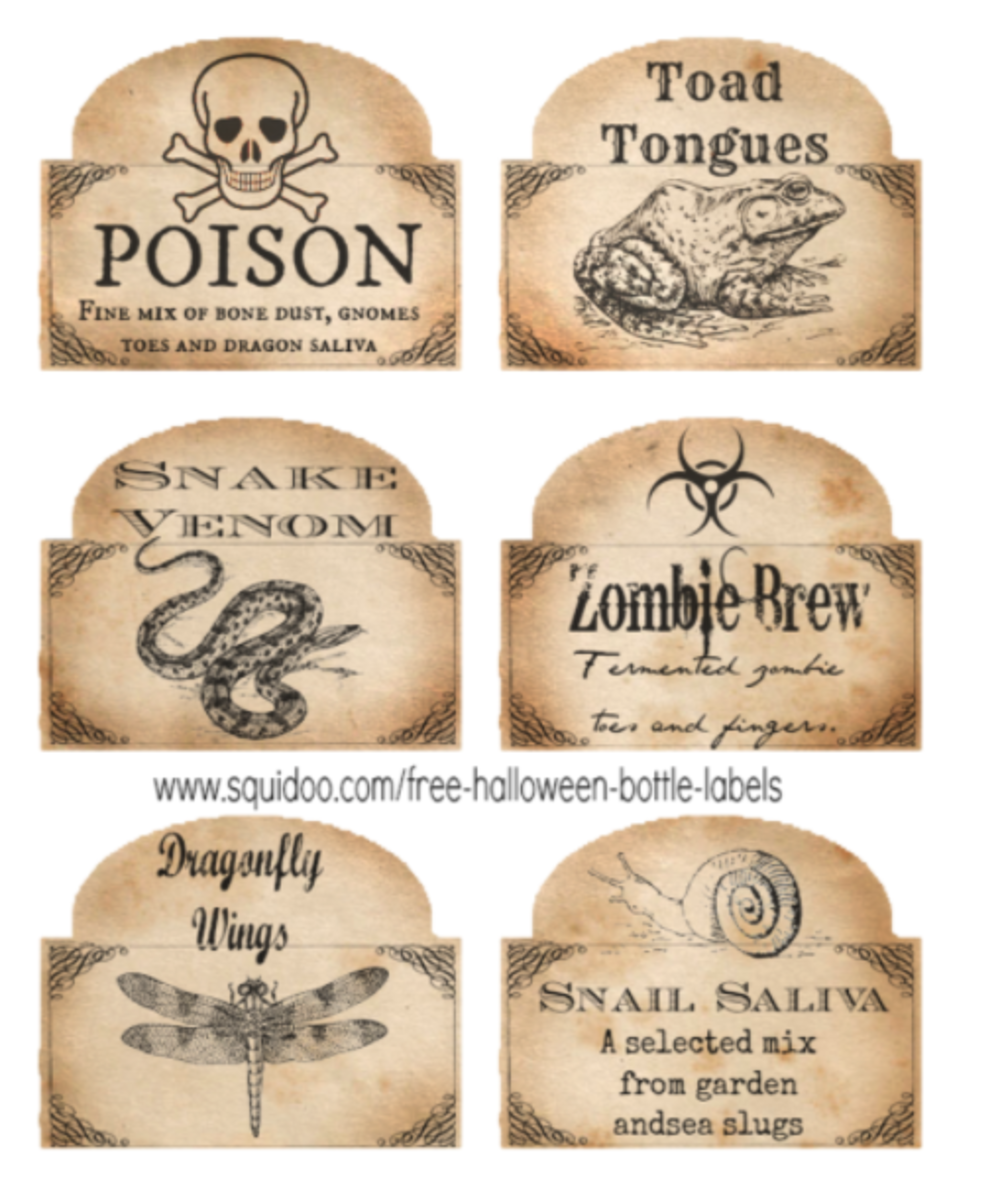 Free Printable Halloween Bottle Labels And Potion Labels HubPages