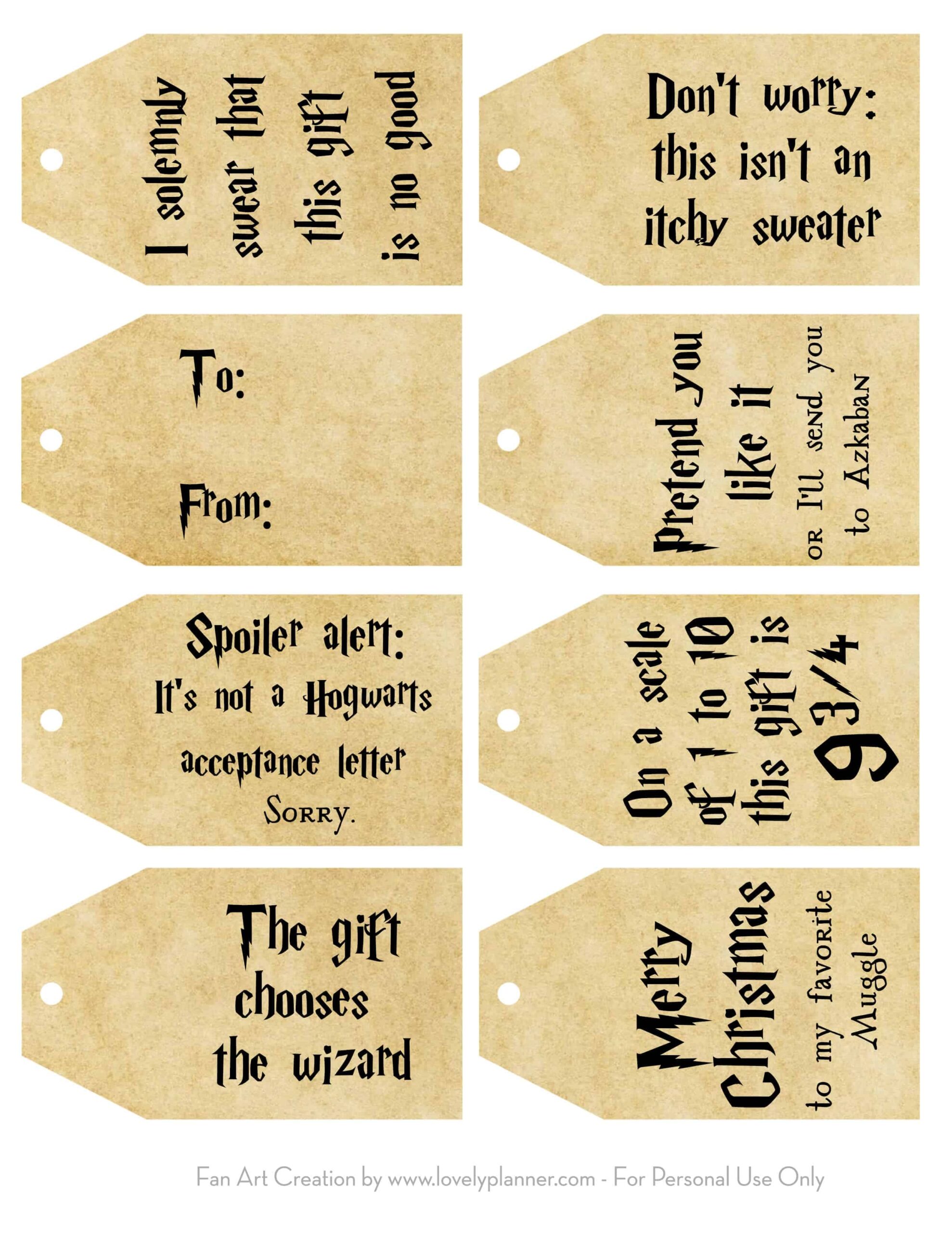 Free Printable Harry Potter Food Labels