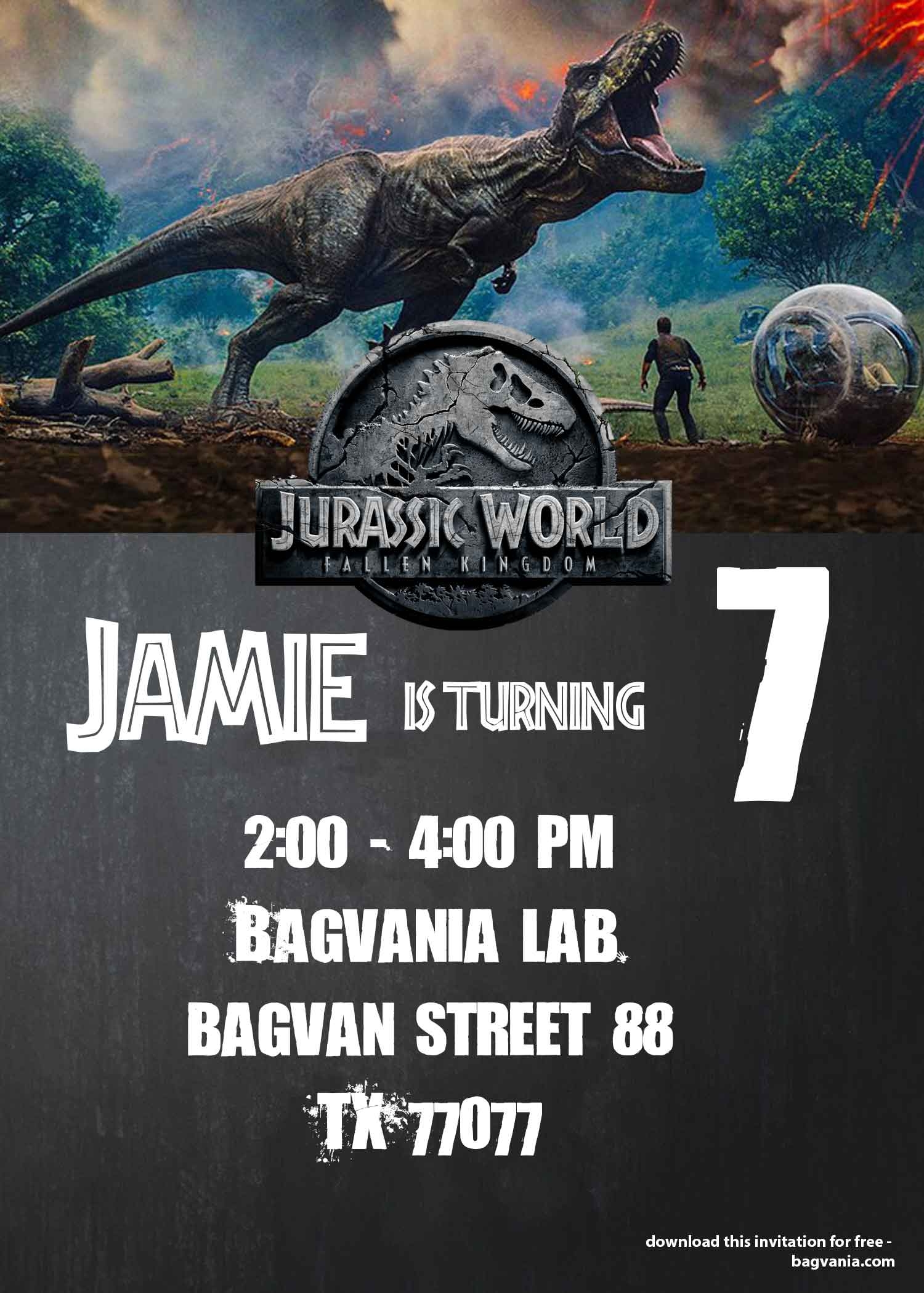Free Printable Jurassic World Invitations
