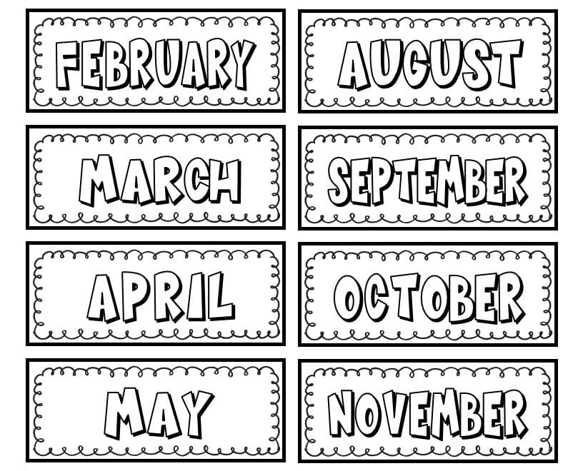 Free Printable Labels Template With Months Of The Year For Teachers Use