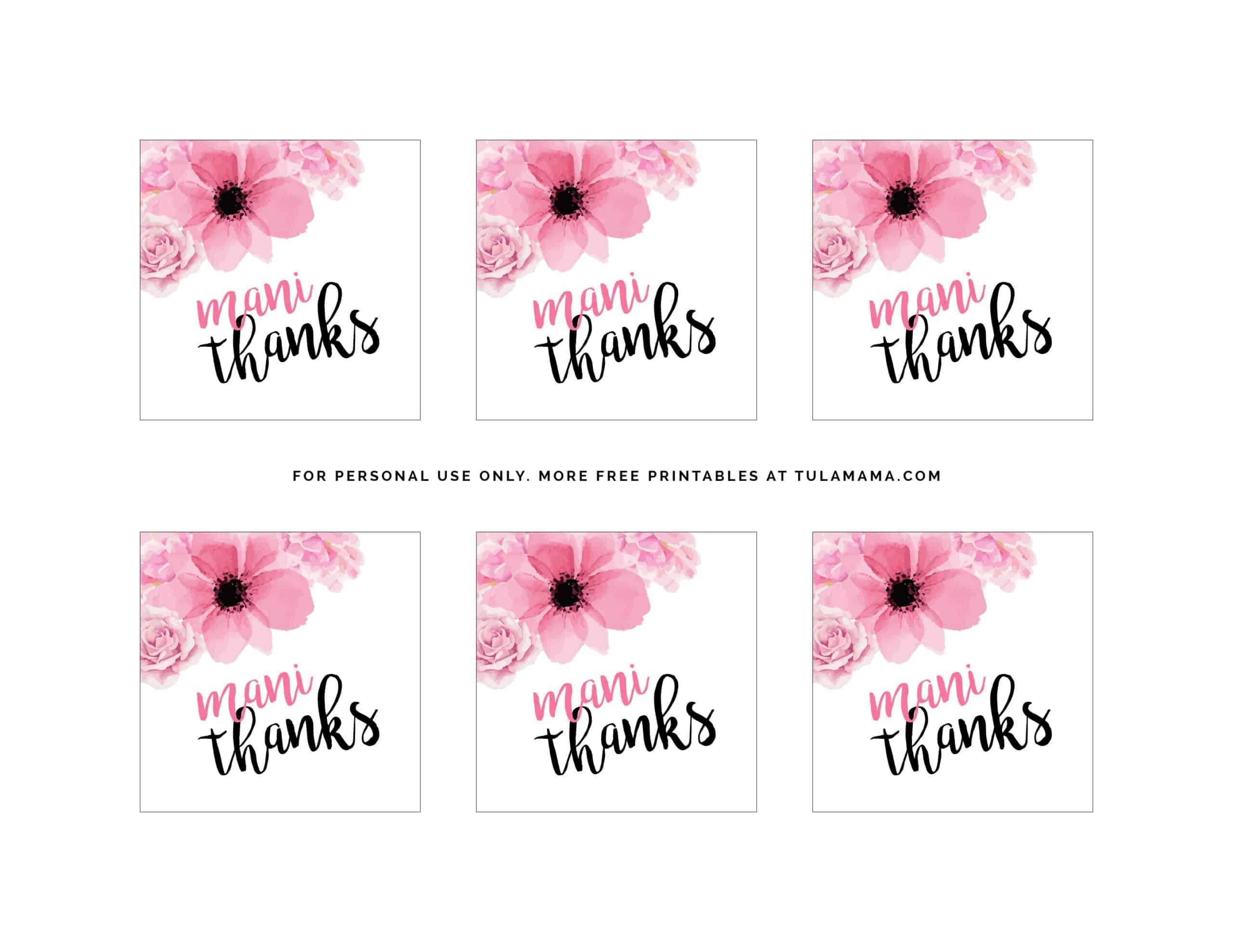 Free Printable Mani Thanks Printables For Favors And Gifts Tulamama
