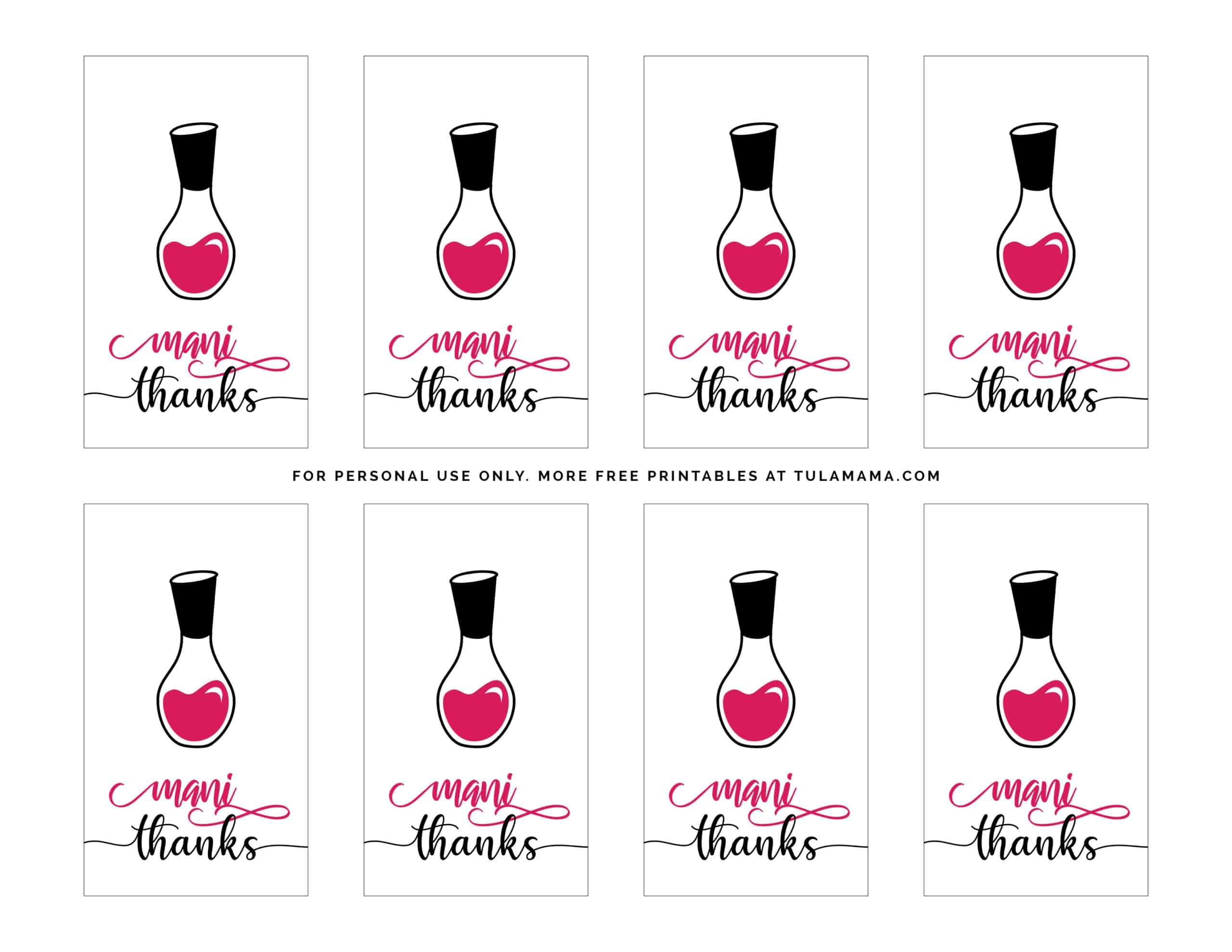 Free Printable Mani Thanks Printables For Favors And Gifts Tulamama