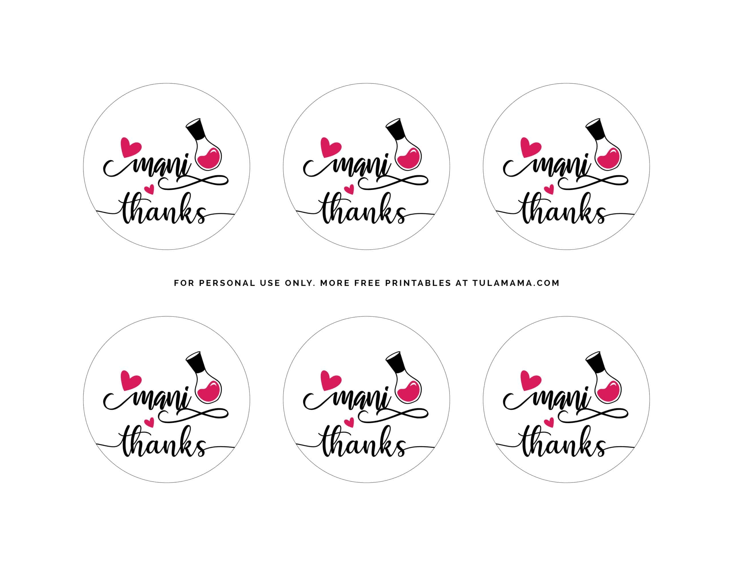 Free Printable Mani Thanks Printables For Favors And Gifts Tulamama