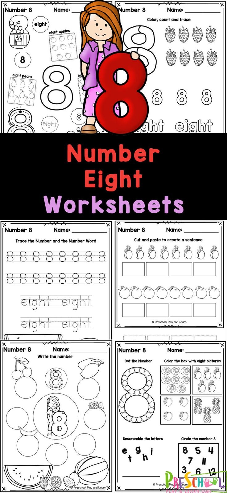 FREE Printable Number 8 Worksheets For Preschoolers