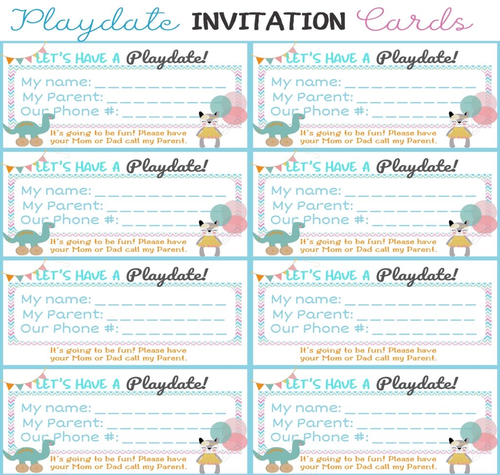Free Printable Playdate Invitation Cards Fun And Easy DIY Ideas For Kids California Unpublished