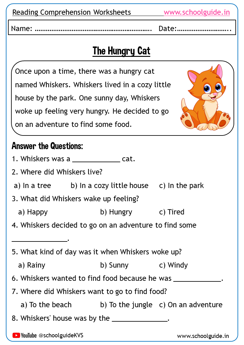 Free Printable Reading Comprehension Worksheets