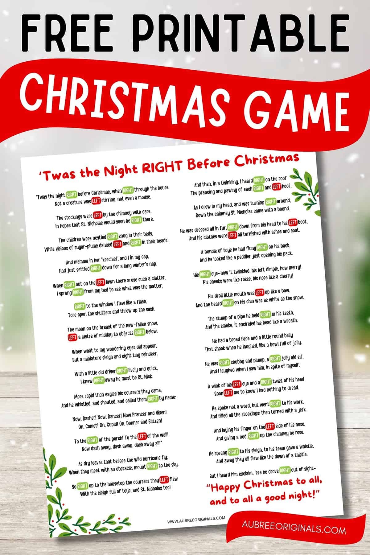 Free Printable Left Right Christmas Game