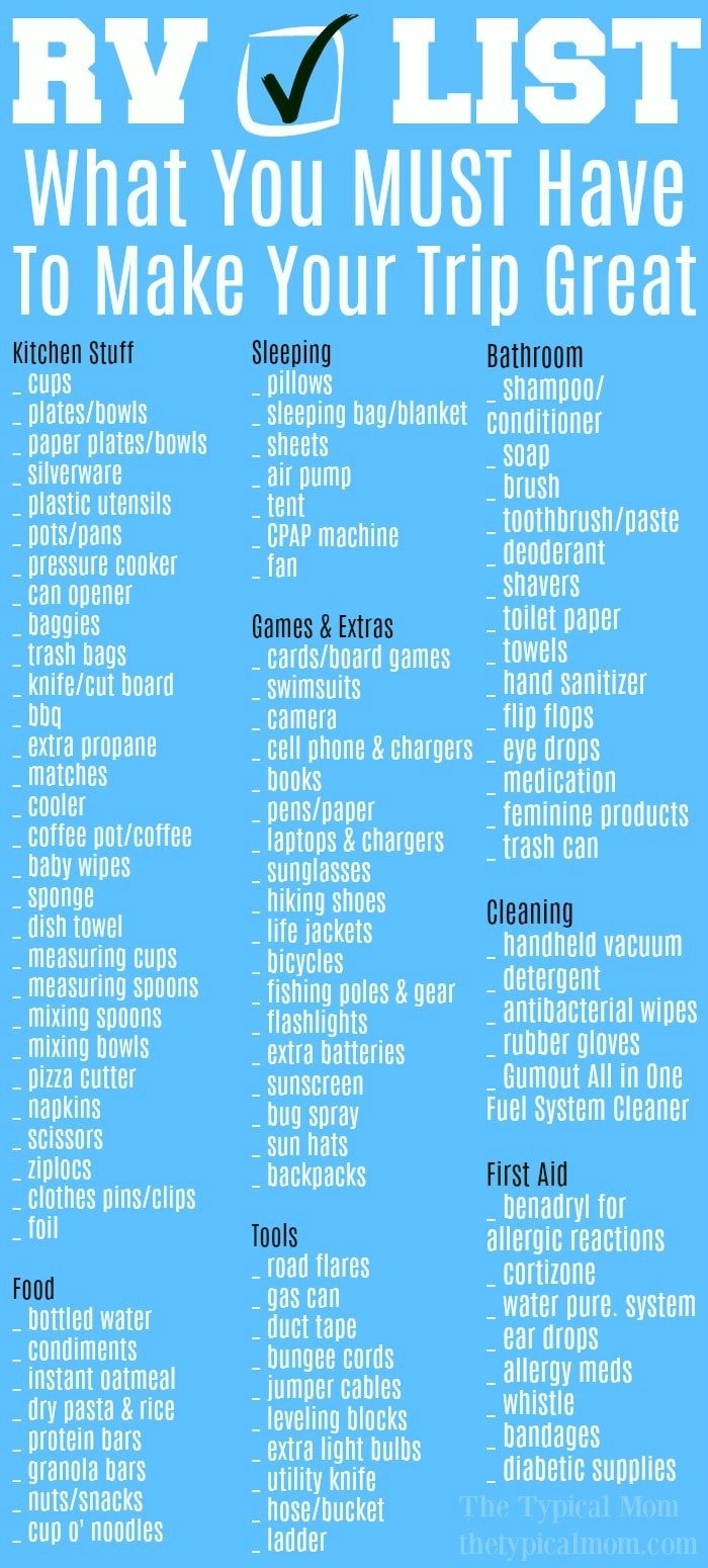 Free Printable RV Camping Checklist Gumout